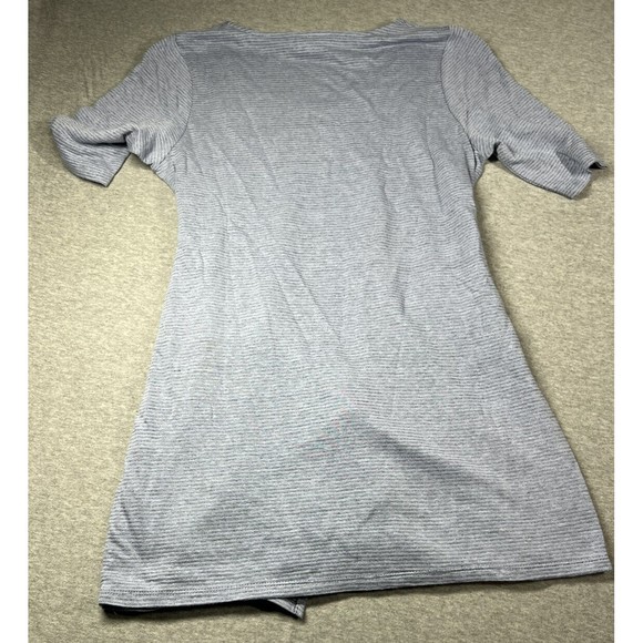 Pure Jill Linen Modal Rayon Slub Knit Top Blue Soft Tie Casual Blouse XS - Picture 5 of 5